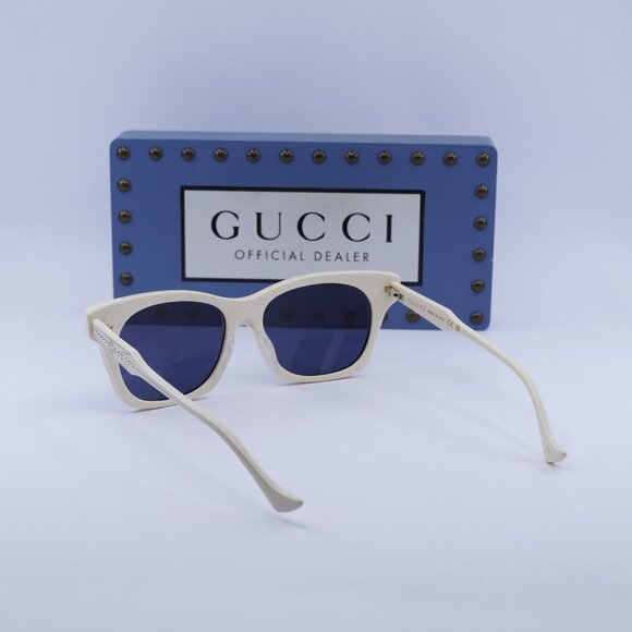 Gucci GG1299S 004 Cat Eye Sunglasses - Ivory with Stones/Blue main image 7